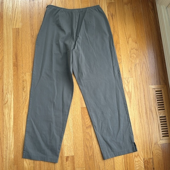 Eileen Fisher Cotton Stretch Ankle Pants Olive Green Medium Zip Elastic Waist - Picture 5 of 6
